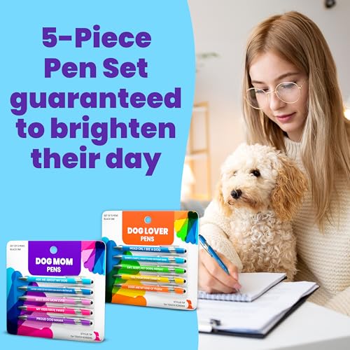 rubyloo Funny Dog Mom Gift Pen Set – 5 Black Ink Ballpoint Pens with Stylus Tips & Durable Metal Barrels with Hilarious Doggy Quotes – Cute Dog Mom Gift for Women, Fur Mamas, Rescue Lovers, Friends - Image 3