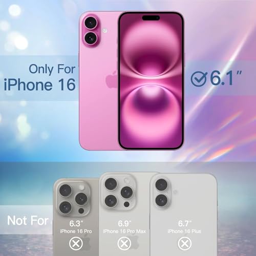 mobistyle Magnetic for iPhone 16 Case, Clear Crystal Glitter 16 Phone Case Compatible with Mag-Safe, Shockproof Sparkly Cute Women Girl Cover for iPhone 16, Hot Pink Glitter - Image 2