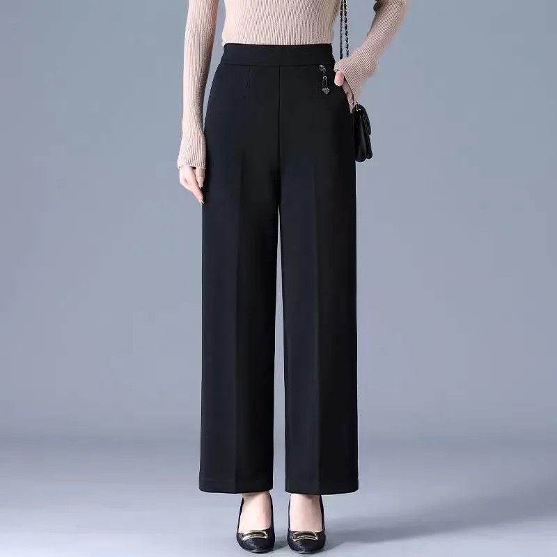 Spring, Autumn And Style Middle-Aged Mother'S Pants 2025 Outer Wear High-Waisted Casual Wide-Leg Pants Loose Straight Women'S Pants - Image 5