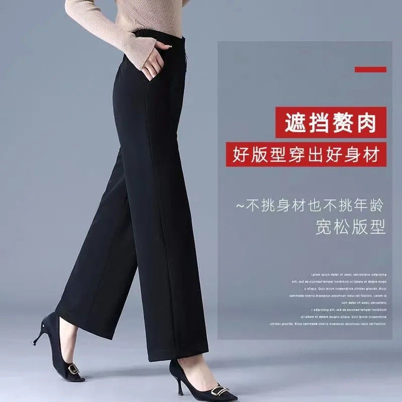 Spring, Autumn And Style Middle-Aged Mother'S Pants 2025 Outer Wear High-Waisted Casual Wide-Leg Pants Loose Straight Women'S Pants - Image 4