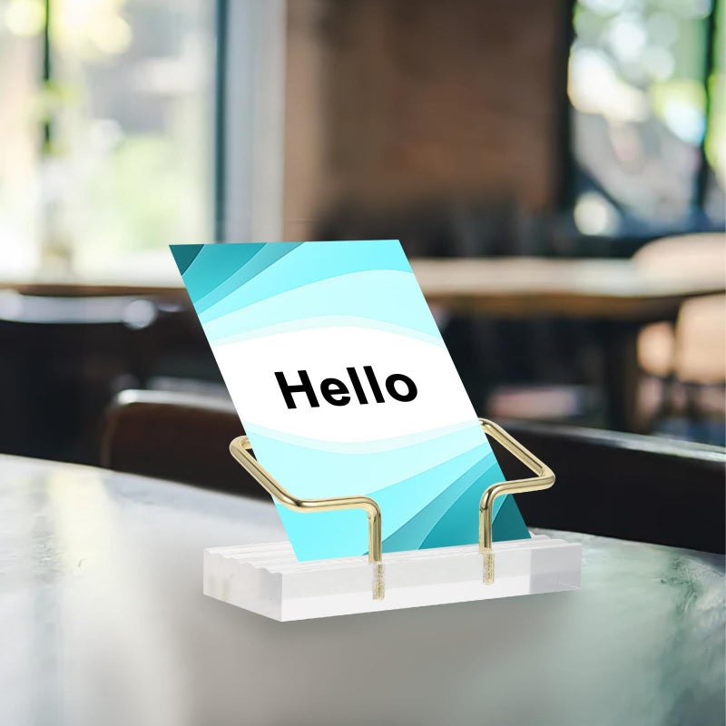 حامل بطاقات العمل المعدني الأكريليكي، منظمة عرض مكتبية بتصميم مجوف، حامل تخزين سطح المكتب، للاستخدام المكتبي الاحترافي - Image 4