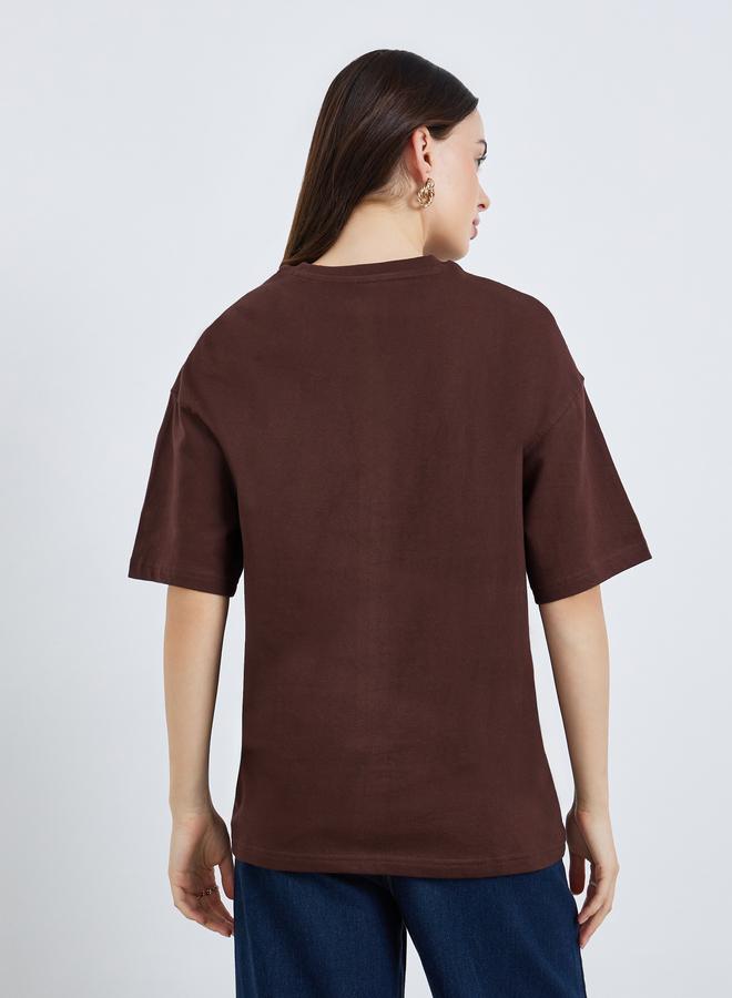 Styli Women Rose Foil Graphic 100% Cotton T-Shirt - Image 5