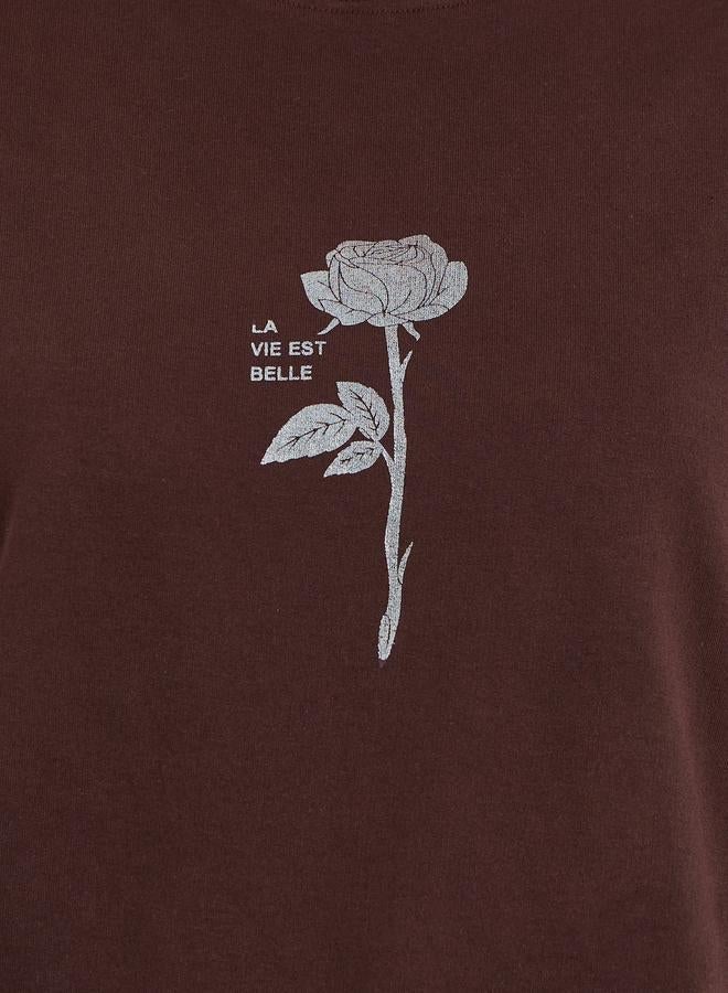 Styli Women Rose Foil Graphic 100% Cotton T-Shirt - Image 4