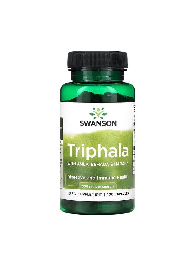 Triphala with Amla Behada - Harada Herbal Supplement Supports Healthy Immune Function - 500 mg 100 Capsules