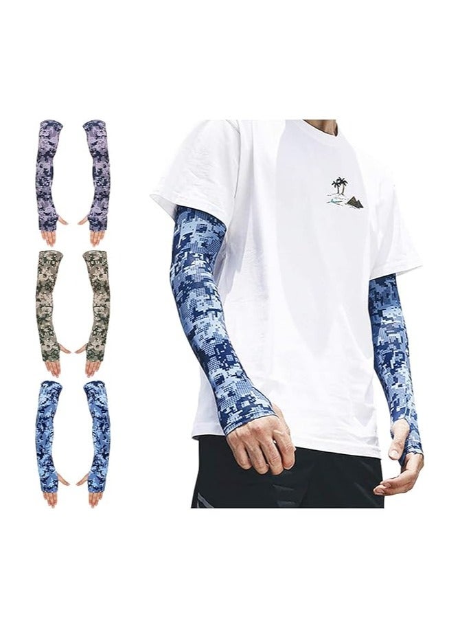 general UV Protective Cooling Arm Sleeves for Men and Women, UPF 50 Compression Long Arm Sleeves for Cycling, Running, Football, Driving, Fishing, Golf, Hiking (3 Pairs) - Image 1