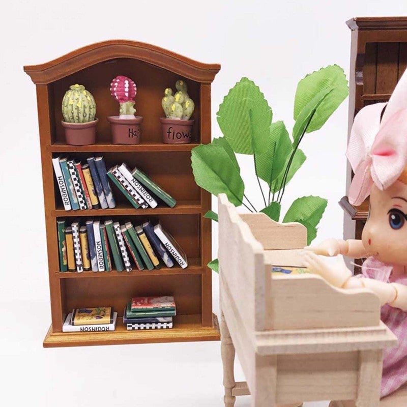 1:12 Scale Miniature Bookcase - High Quality Wood Durable Dollhouse Bookshelf - Consummate Craftsmanship High Simulation Wood Miniature Cabinet for Dollhouse Collection - Image 4