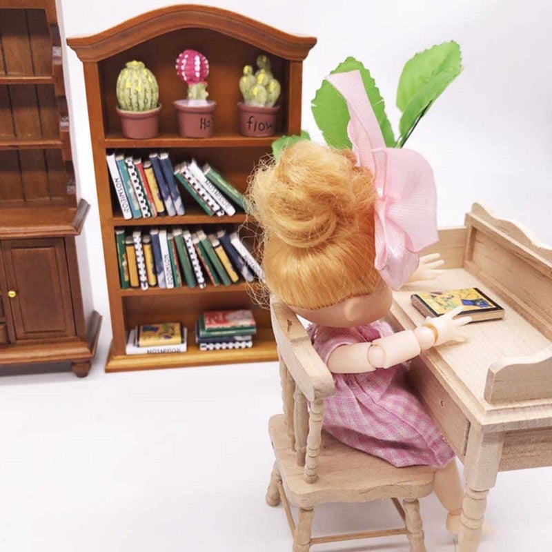 1:12 Scale Miniature Bookcase - High Quality Wood Durable Dollhouse Bookshelf - Consummate Craftsmanship High Simulation Wood Miniature Cabinet for Dollhouse Collection - Image 2
