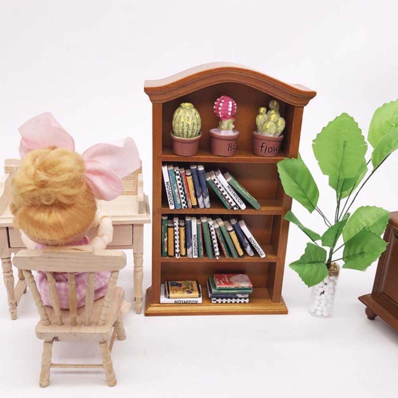 1:12 Scale Miniature Bookcase - High Quality Wood Durable Dollhouse Bookshelf - Consummate Craftsmanship High Simulation Wood Miniature Cabinet for Dollhouse Collection - Image 3