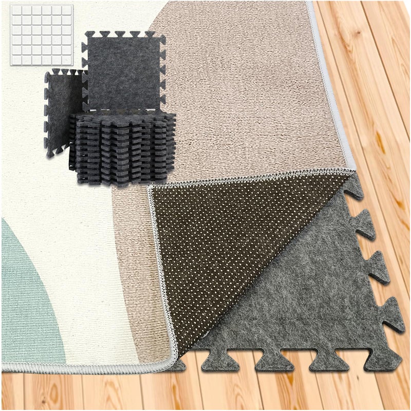 BXI Soundproof Interlocking Rug Pad 24 Pcs 11x 11 x 032 inches Non Slip Rug Pads High Density Noise Reduction Puzzle Felt Carpet Padding Rug Mat Protects and Adds Cushion for Hardwood Floor