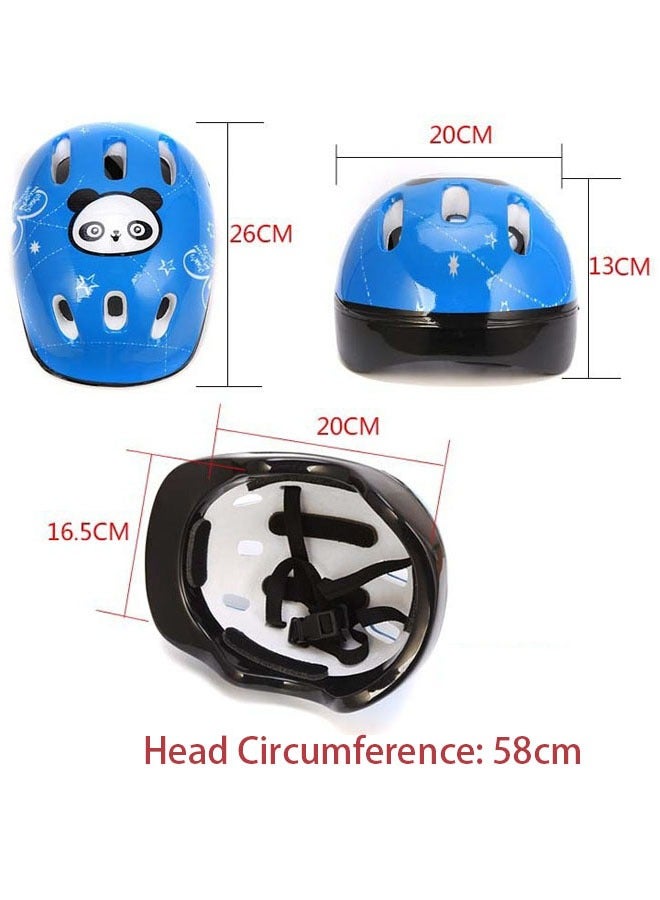 Hanayo 7 Pcs Kids Protective Gear Set Kids Helmet Pad Set Cute Pattern Adjustable Kids Bike Helmet Toddler Helmets for Girls Boys Safety Protection Gear for Outdoor Sports(Blue) - Image 3