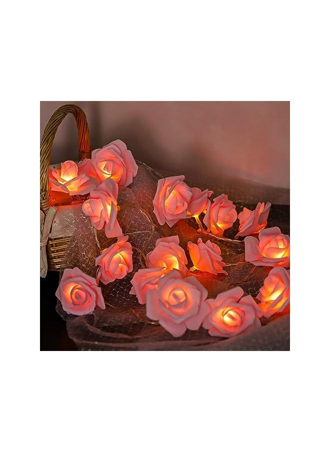 ANYPER - Led Battery Operated Pink Flower String Lights For Mother'S Day Birthday Celebration Gift 8 Modes Pink Fairy Lights With Remote Controller 3M 20 Lights Red - Image 1