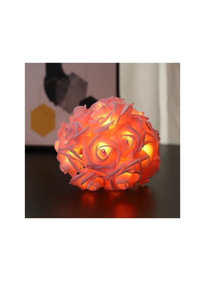 ANYPER - Led Battery Operated Pink Flower String Lights For Mother'S Day Birthday Celebration Gift 8 Modes Pink Fairy Lights With Remote Controller 3M 20 Lights Red - Image 1