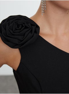 trendyol Black Rose Detailed Single Sleeve Woven Midi Dress TPRAW25EL00078  - Image 5