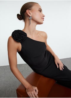 trendyol Black Rose Detailed Single Sleeve Woven Midi Dress TPRAW25EL00078  - Image 3