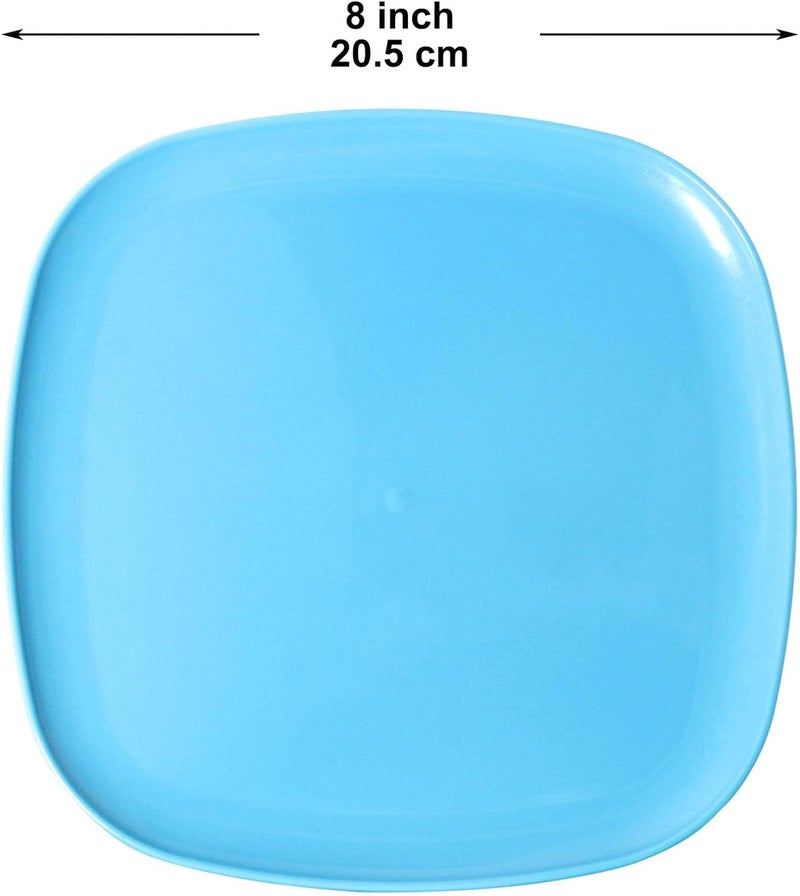 Youngever 9 Pack 8 Inch Plastic Plates Large Square Plates Dinner Plates Set of 9 9 Rainbow Colors - Image 2