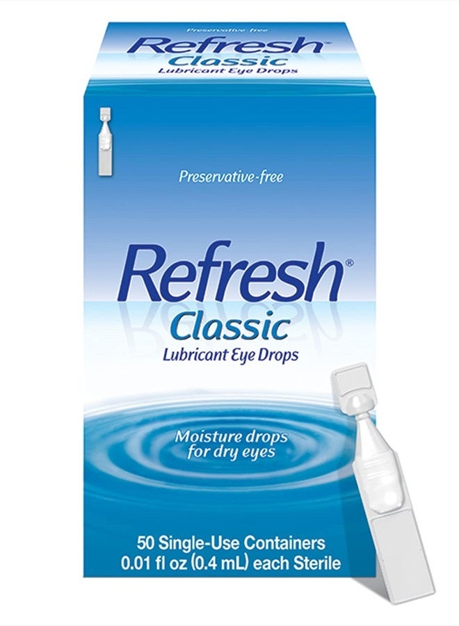 REFRESH Classic Lubricant Eye Drops, Preservative-Free,0.01 Fl Oz Single-Use Containers, 50 Count (Pack of 1), Packaging May Vary  - Image 1