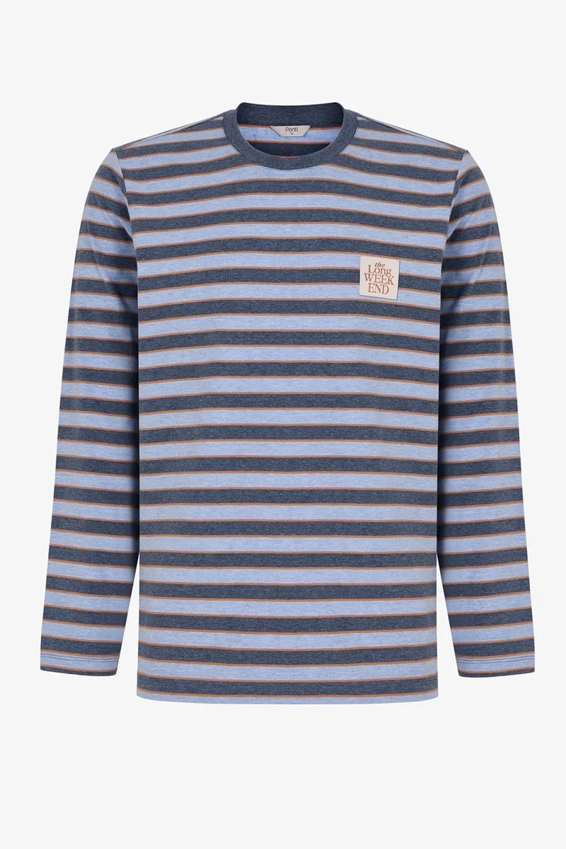 Penti Multicolor PENTI Men's Weekend Striped Long Sleeve Jogger Pajama Set for Men | Best Price UAE
