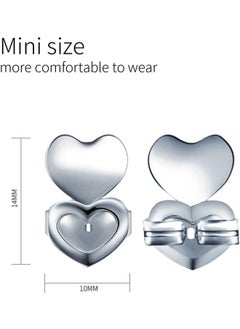klarako 1 Pair Earrings Back Earrings Nut Ear Stud Backs Earring Keepers Earrings Support Lifters Copper Heart Hypoallergenic(Silver)  - Image 5