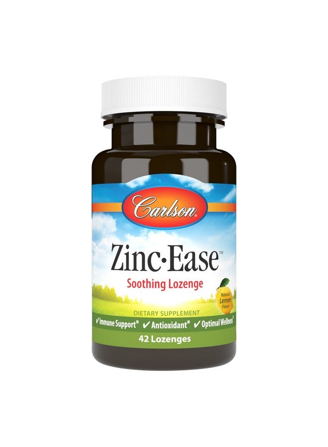 Carlson - Zinc-Ease, Soothing Lozenge, Immune Support & Optimal Wellness, Antioxidant, Lemon, 42 Lozenges - Image 1
