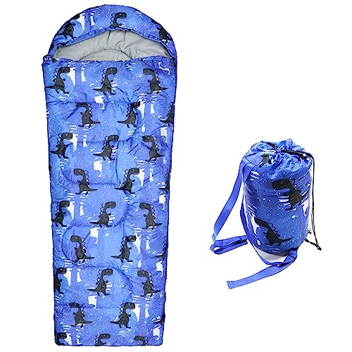 tuphen Kids Sleeping Bags - Camping Sleeping Bags with Carry Bag - Compact Sleeping Bag for Hiking, Backpacking 3 Season Warm & Cool Weather, Lightweight Waterproof Outdoor Travel for Boys Girls (Blue) - Image 1