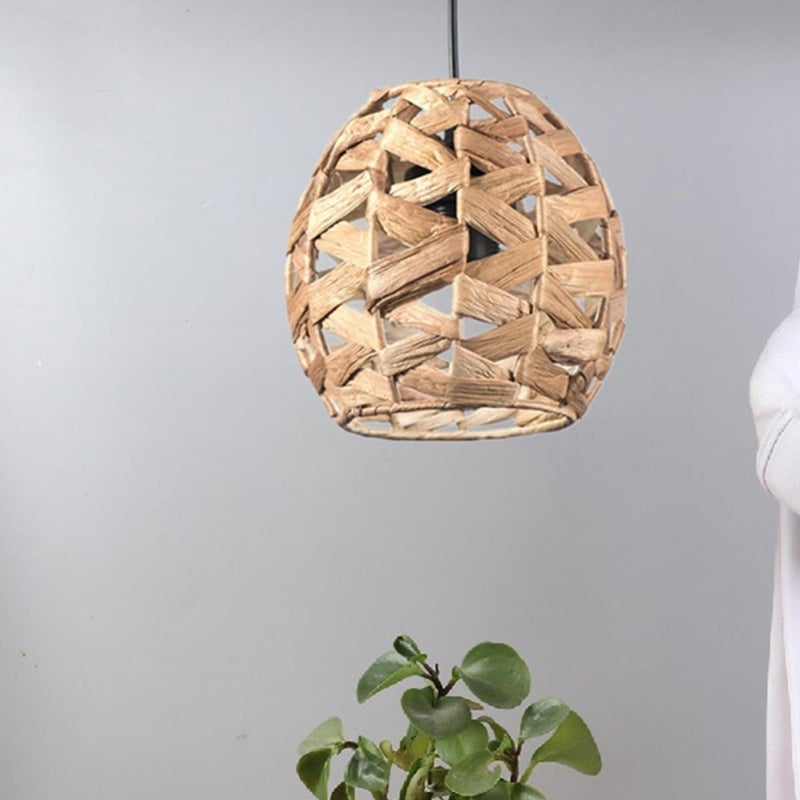 Handwoven Hyacinth Straw Lampshade Rustic Decorative Cover For Pendant Table Wall Lamps - Image 5