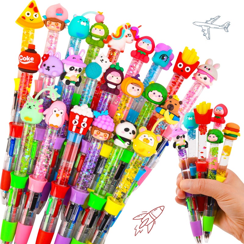 LiYiQ 24PCS Multicolor Pen in One Fun 4-in-1 Cute Pens Bulk Kawaii Cool Ballpoint Pens for Kids Fun Gifts - Image 1