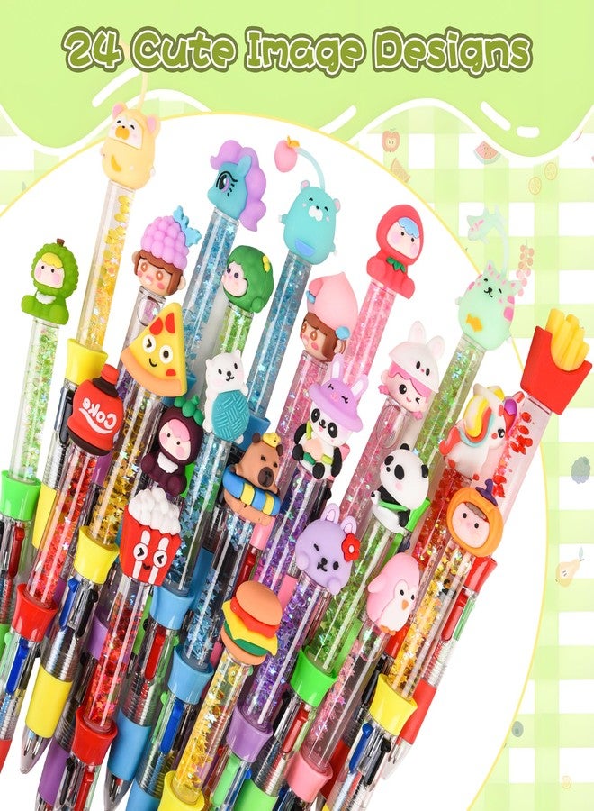 LiYiQ 24PCS Multicolor Pen in One Fun 4-in-1 Cute Pens Bulk Kawaii Cool Ballpoint Pens for Kids Fun Gifts - Image 3