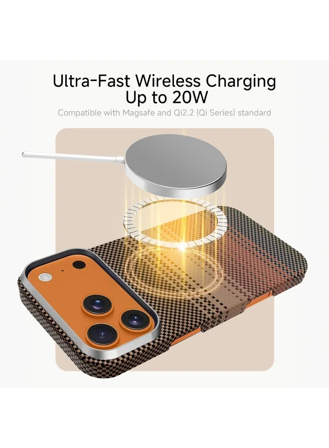 Mobcos Mobcos 17 Pro Fiber Sunset Red Mobcos iPhone 17 Pro Sunset Red Aramid Fiber Case, 1500D Fusion Weave, Ultra Slim Lightweight Magnetic Cover, MagSafe Compatible  | Best Price UAE