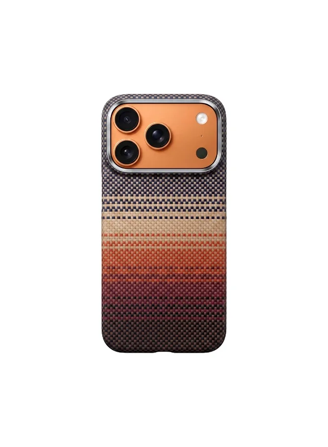 Mobcos Mobcos iPhone 17 Pro Sunset Red Aramid Fiber Case, 1500D Fusion Weave, Ultra Slim Lightweight Magnetic Cover, MagSafe Compatible