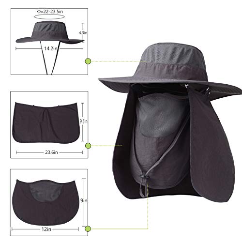 KOOLSOLY Fishing Hat,Sun Cap with UPF 50+ Sun Protection and Neck Flap,for Man and Women Dark Gray - Image 5
