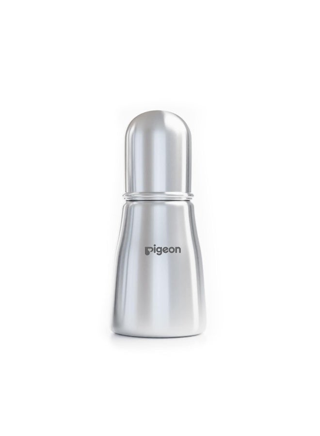 pigeon Stainless Steel Infant Baby Feeding Bottle,  BPA Free,  Anti-Colic,  Plastic-Free,  Medium-Flow Nipple Slim Neck Steel Feeding Bottle 150ml-S Size - Image 1