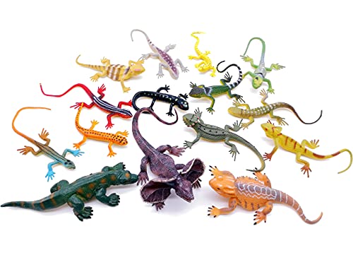 Guaishou Lizards Toys 15pcs Realistic Lizard Chameleon Reptile Figure Play Set - Image 5