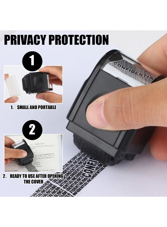 Nezyo 2 Pack Identity Protection Roller Stamp Identity Theft, Confidential, Privacy Roller Stamp Information Blocker and 4 Pack Refill Ink for ID Account Data Address Security(Black) - Image 5
