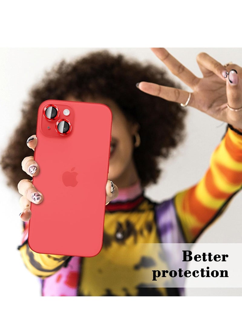 "Red Camera Lens Protector for iPhone 16/16 Plus – Tempered Glass Cover with Automatic Alignment Metal Rings and HD Anti-Scratch Protection" - Image 5