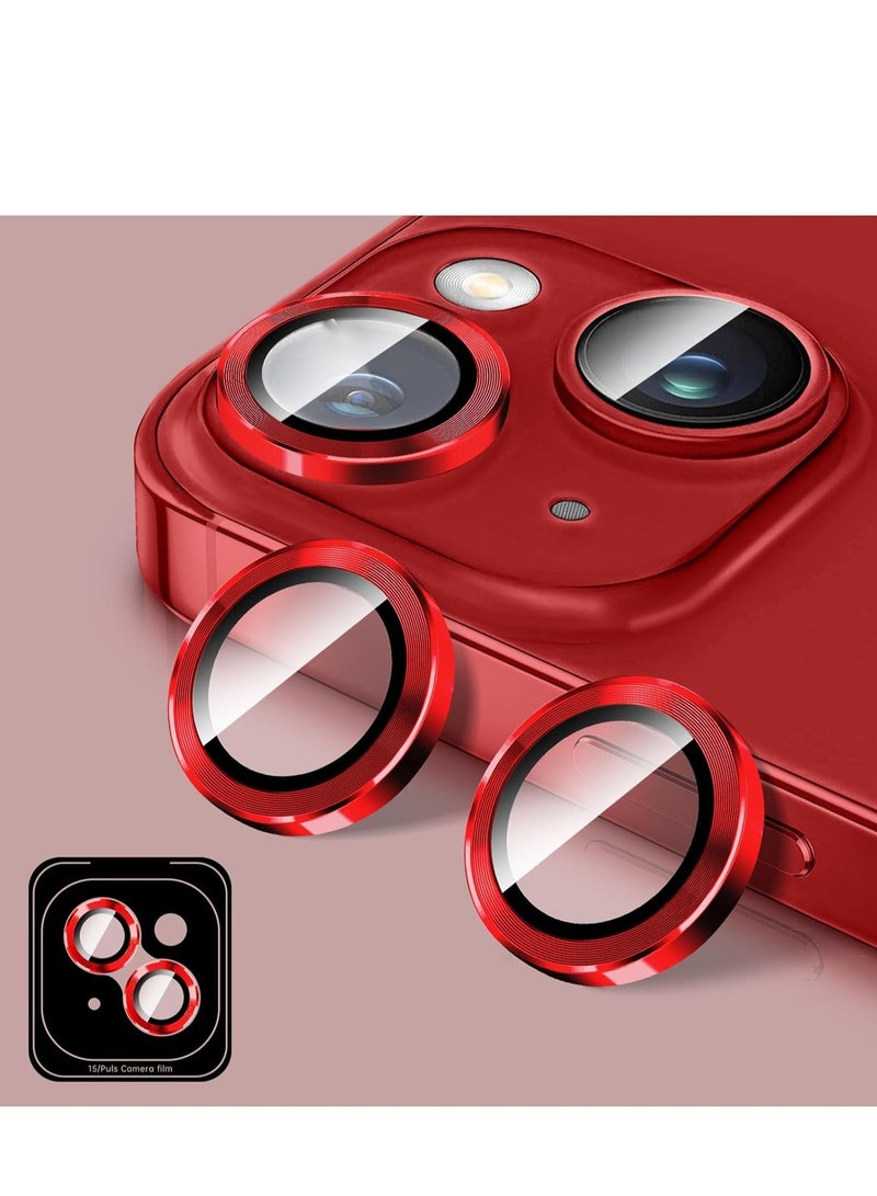 "Red Camera Lens Protector for iPhone 16/16 Plus – Tempered Glass Cover with Automatic Alignment Metal Rings and HD Anti-Scratch Protection" - Image 1