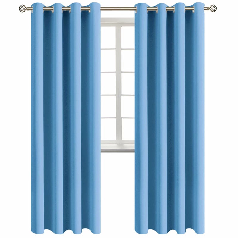 BGment Room Darkening Curtains 84 Inches Long - Grommet Thermal Insulated Drapes Window Treatment Curtains for Bedroom  2 Panels  52 x 84 Inch  Sky Blue - Image 1