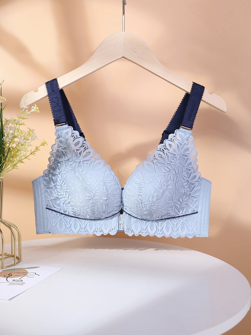 Women Front Closure Bra No Underwire Thin Padded Plus Size Bras - Image 4