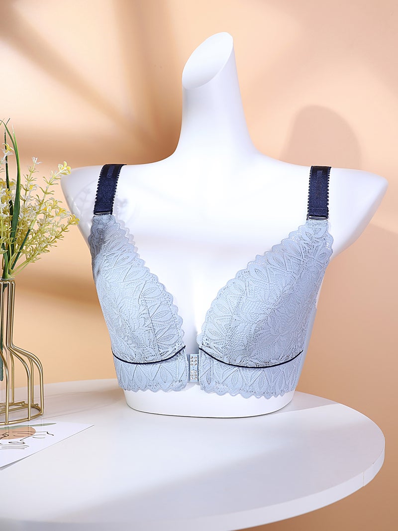 Women Front Closure Bra No Underwire Thin Padded Plus Size Bras - Image 3