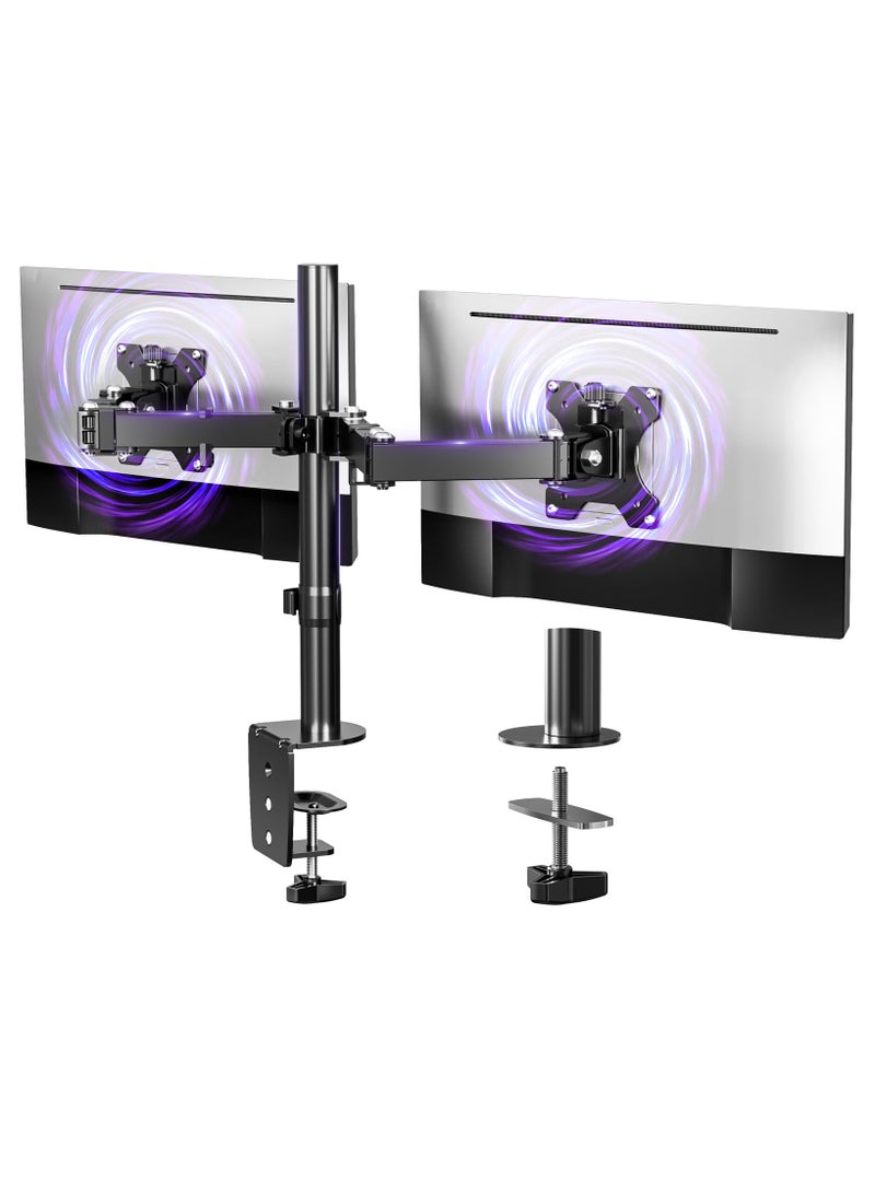 erorex Dual Monitor Arm - Height Adjustable Dual Monitor Arm for 13-32" Computer Screens UP to 10KGs/22lbs, Ergonomic Heavy Duty Dual VESA Monitor Mount 75mm/100mm, Designed for Home, Office - Image 1