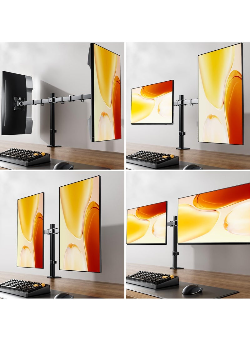erorex Dual Monitor Arm - Height Adjustable Dual Monitor Arm for 13-32" Computer Screens UP to 10KGs/22lbs, Ergonomic Heavy Duty Dual VESA Monitor Mount 75mm/100mm, Designed for Home, Office - Image 3