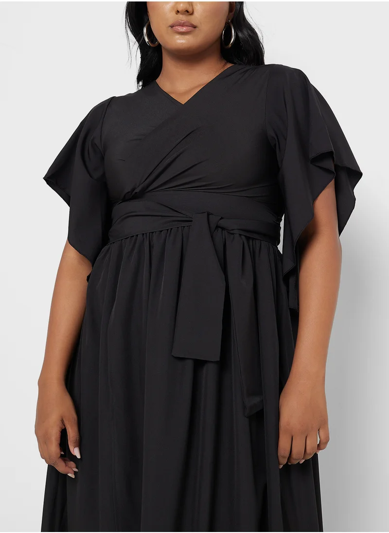 Ella Plus Flouncy Sleeve Wrap Dress