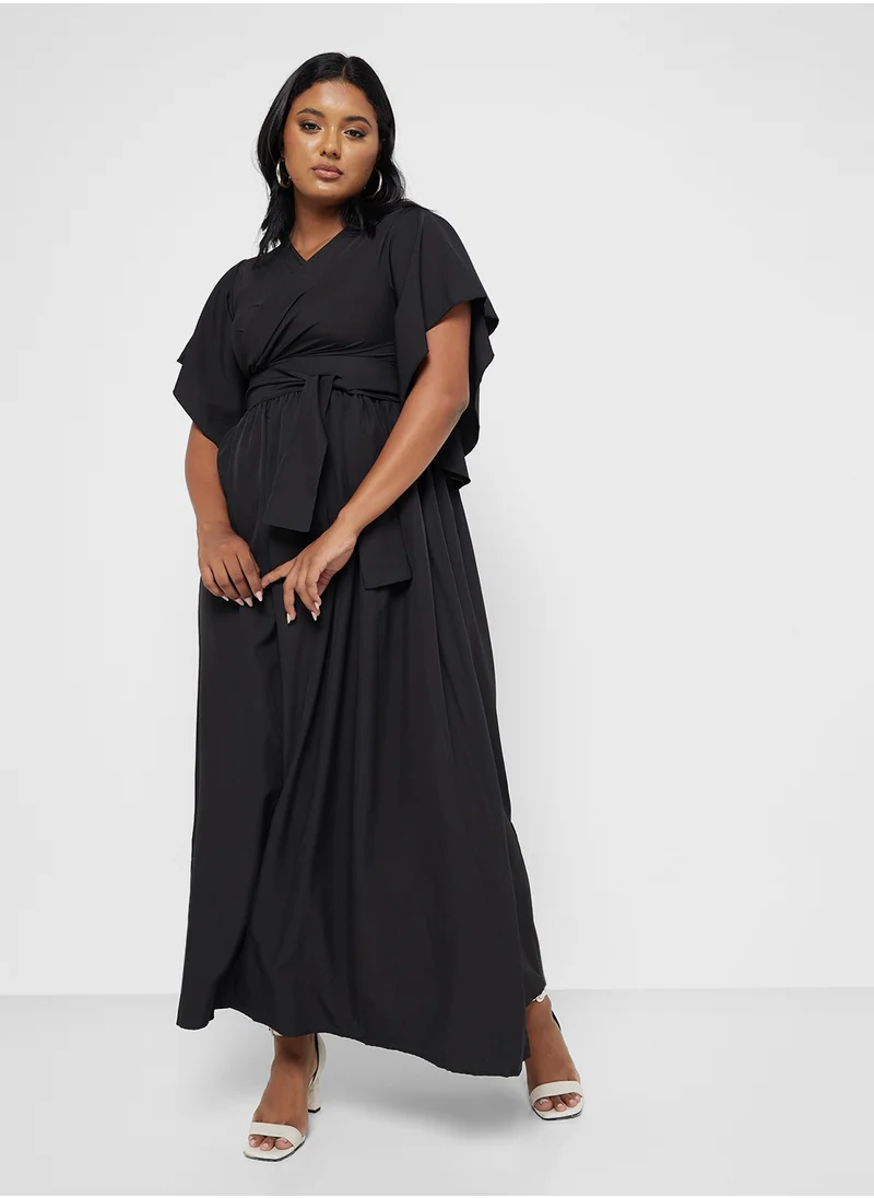 Ella Plus Flouncy Sleeve Wrap Dress