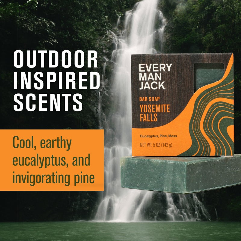 Every Man Jack Cold Plunge Mens Bar Soap - Yosemite Falls Scent with notes of Earthy Eucalyptus and Invigorating Pine - Deeply Cleans, Hydrates with Naturally Derived Ingredients - 5oz 2 Pack - Image 3