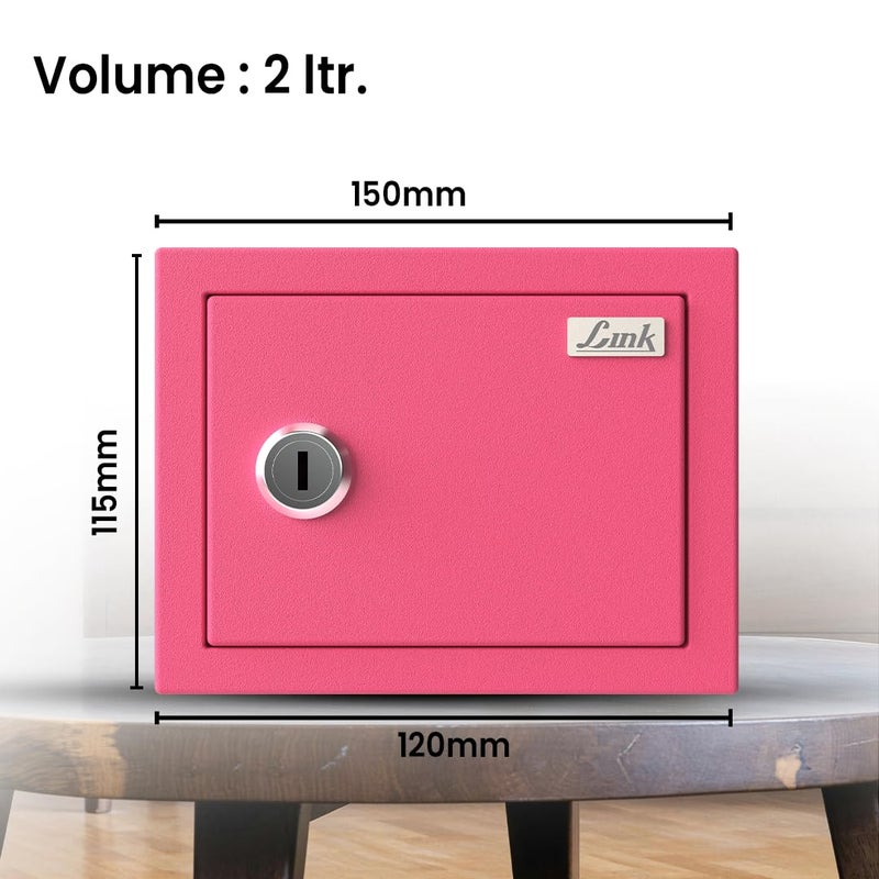 Link خزنة جلاك الذكية بسعة 2 لتر للمنزل والمكتب | ضمان 3 سنوات | مفتاح ميكانيكي، مادة CRCA، تصميم مقصوص بالليزر | بنك توفير نابض بالحياة | الوزن: 0.9 كجم | وردي جميل - Image 4