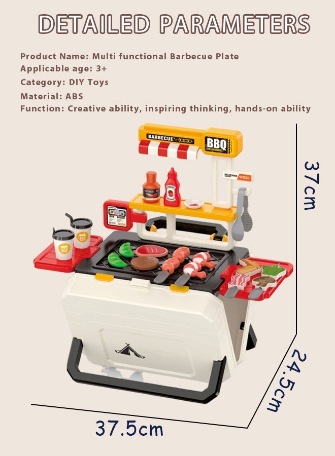 51 Pcs Kitchen Toys Kids Kitchen Pretend Play Toys Set Kids Kids Play Children's shopping toys Home spray kitchen Food BBQ Suitcase Toy Package gifts suitable for boys and girls - Image 2