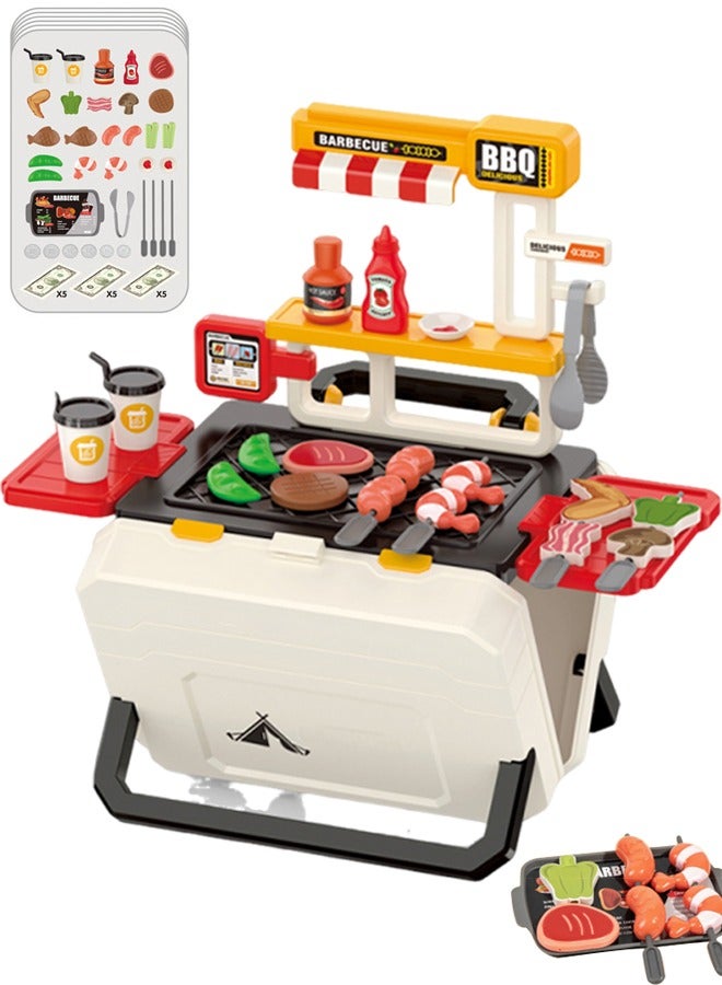 51 Pcs Kitchen Toys Kids Kitchen Pretend Play Toys Set Kids Kids Play Children's shopping toys Home spray kitchen Food BBQ Suitcase Toy Package gifts suitable for boys and girls - Image 1