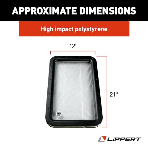 Lippert Components Inner & Outer Replacement Window Frame with Seal, Glass for Raidus RV Entry Doors, 12" x 21", Obscure Pane, No Assembly Required, Easy DIY Installation, High Impact Polystyrene, Black - 363370 - Image 2