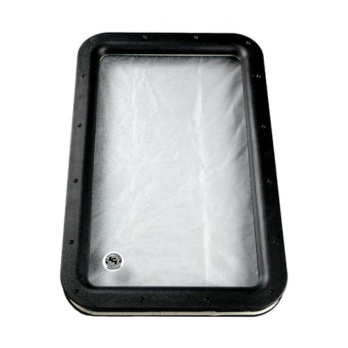 Lippert Components Inner & Outer Replacement Window Frame with Seal, Glass for Raidus RV Entry Doors, 12" x 21", Obscure Pane, No Assembly Required, Easy DIY Installation, High Impact Polystyrene, Black - 363370 - Image 1