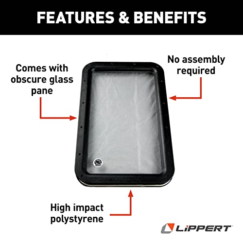 Lippert Components Inner & Outer Replacement Window Frame with Seal, Glass for Raidus RV Entry Doors, 12" x 21", Obscure Pane, No Assembly Required, Easy DIY Installation, High Impact Polystyrene, Black - 363370 - Image 3