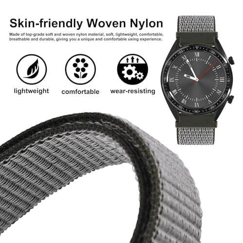 WOCCI 20mm Adjustable Nylon Watch Band, Quick Release Sport Loop Strap (Grey) - Image 2